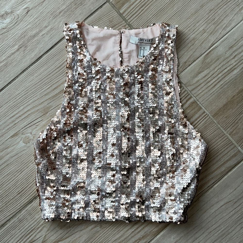 Forever 21 rose gold, sequin top size extra small